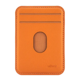 Магнитный кардхолдер uBear Split Find My, эко-кожа, оранжевый