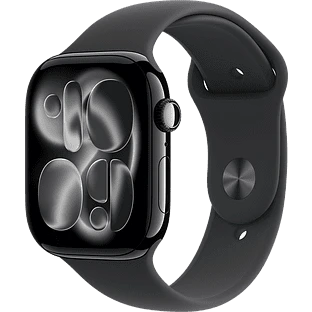 Apple Watch Series 11, GPS, 42mm, Jet Black Aluminium Case with Black Sport Band - S/M