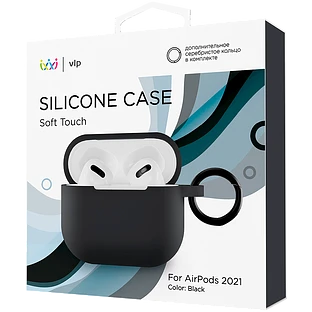 Чехол силиконовый VLP для AirPods 3 (2021),с кольцом, Soft Touch, черный Чехол силиконовый VLP для AirPods 3 (2021),с кольцом, Soft Touch, черный