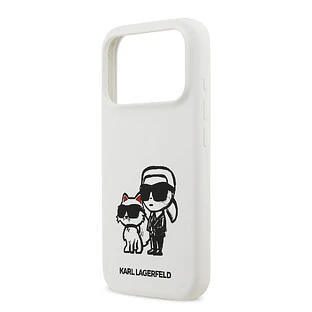 Чехол KARL LAGERFELD для iPhone 17 Pro Liquid Silicone Sketch Karl & Choupette Hard White (MagSafe)
