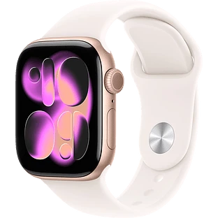 Apple Watch Series 11, GPS, 46mm, Rose Gold Aluminium Case with Light Blush Sport Band - S/M