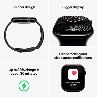 Apple Watch Series 10 GPS  Спортивный ремешок из денима, M/L, 42мм, Серебристый