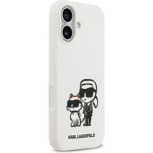 Чехол KARL LAGERFELD для iPhone 17 Liquid Silicone Sketch Karl & Choupette Hard White (MagSafe)