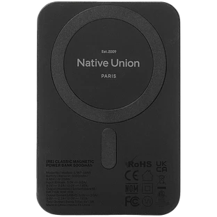 Внешний аккумулятор NATIVE UNION (RE)CLASSIC Power Bank Magnetic, 5000mAh, цвет: черный Внешний аккумулятор NATIVE UNION (RE)CLASSIC Power Bank Magnetic, 5000mAh, цвет: черный