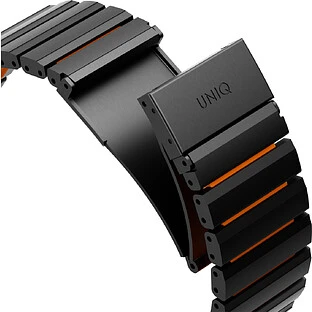 Uniq для Apple Watch 49/46/45/44 mm ремешок Strova Flex Steel Band Black/Volt Orange