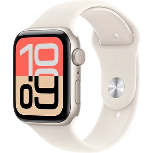 Apple Watch SE 3, GPS, 44mm, Starlight Aluminium Case with Starlight Sport Band - M/L