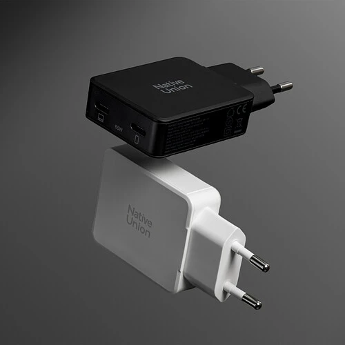POCKET GAN CHARGER 65W, сетевое зарядное устройство 65W,  разъёмы 2xUSB-C. Цвет: белый