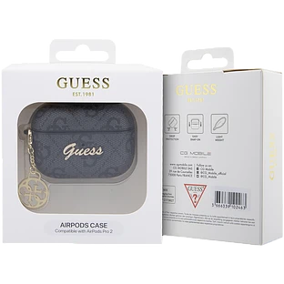 Guess для Airpods Pro 2 чехол PU leather 4G with metal logo and Charm Black