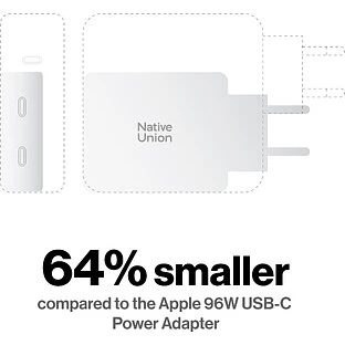 POCKET GAN CHARGER 100W, сетевое зарядное устройство 100W,  разъёмы 2хUSB-C. Цвет: белый
