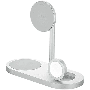 Беспроводное зарядное устройство uBear Stage Ultra, 3-в-1, с поддержкой MagSafe, Qi2, цвет: серебро Беспроводное зарядное устройство uBear Stage Ultra, 3-в-1, с поддержкой MagSafe, Qi2, цвет: серебро