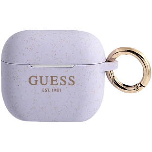 Чехол GUESS Silicone with ring  Glitter/Purple для AirPods (Gen3)
