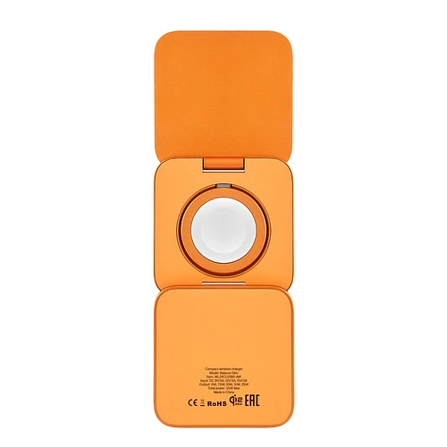 Беспроводное зарядное устройство uBear Balance Slim, 3-в-1, с поддержкой MagSafe, Qi2.2, цвет: космический оранжевый