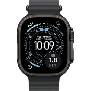 Apple Watch Ultra 3, GPS + Cellular, 49mm, Black Titanium Case with Black Ocean Band - One Size