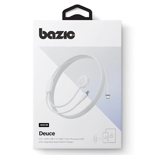 Кабель зарядный EnergEA для Apple Watch GoCharge Deuce 2 in 1 USB-C to C + AW, 1.8м, белый