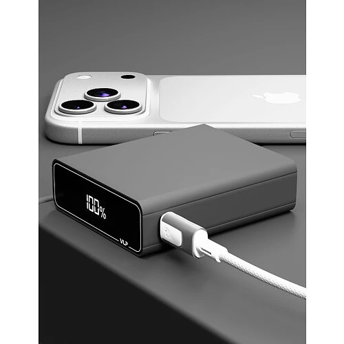 Аккумулятор внешний VLP B-Energy 10000mAh 30W, USB-C+USB-A, Стальной серый