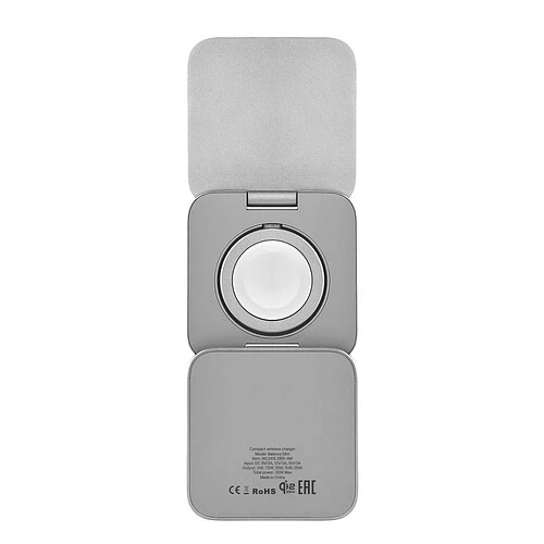 Беспроводное зарядное устройство uBear Balance Slim, 3-в-1, с поддержкой MagSafe, Qi2.2, цвет: серебристый