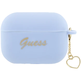 Чехол GUESS Silicone Script logo  Синий для AirPods Pro (Gen2)