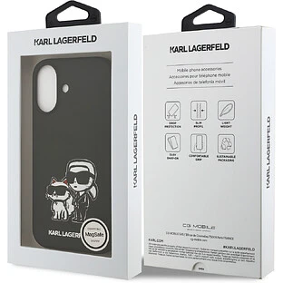 Чехол KARL LAGERFELD для iPhone 17 Liquid Silicone Sketch Karl & Choupette Hard Black (MagSafe)