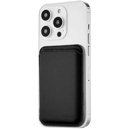 Магнитный кардхолдер uBear Leather Shell, натуральная кожа, черный Магнитный кардхолдер uBear Leather Shell, натуральная кожа, черный