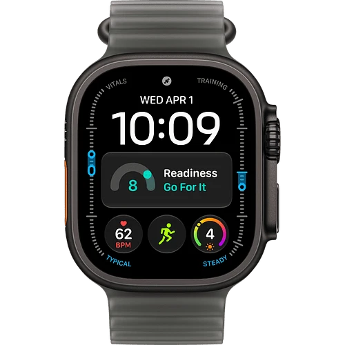 Apple Watch Ultra 4, GPS + Cellular, 49mm, Black Titanium Case with Translucent Black Ocean Band