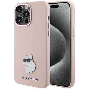 Lagerfeld для iPhone 15 Pro чехол Liquid silicone NFT Choupette metal pin Hard Pink Lagerfeld для iPhone 15 Pro чехол Liquid silicone NFT Choupette metal pin Hard Pink