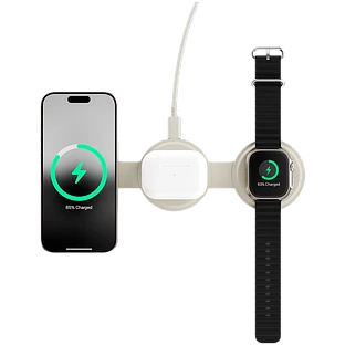 Беспроводное зарядное устройство Satechi OntheGo 3-in-1 Charger, 15Вт, Песочный