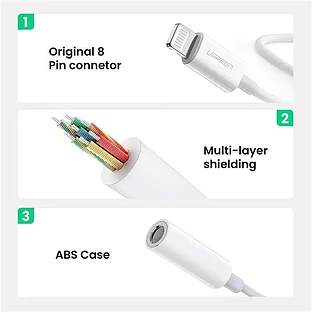 Переходник UGREEN Lightning to 3.5mm, с сертификацией MFI, белый