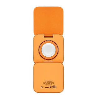 Беспроводное зарядное устройство uBear Balance Slim, 3-в-1, с поддержкой MagSafe, Qi2.2, цвет: космический оранжевый