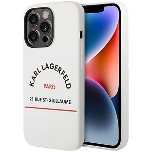 Lagerfeld для iPhone 14 Pro чехол Liquid silicone RSG logo Hard White/Orange (MagSafe) Lagerfeld для iPhone 14 Pro чехол Liquid silicone RSG logo Hard White/Orange (MagSafe)