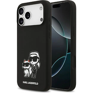 Чехол KARL LAGERFELD для iPhone 17 Pro Liquid Silicone Sketch Karl & Choupette Hard Black (MagSafe)