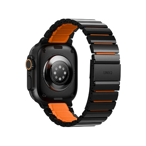 Uniq для Apple Watch 49/46/45/44 mm ремешок Strova Flex Steel Band Black/Volt Orange