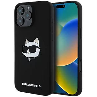 Lagerfeld для iPhone 16 Pro Max чехол Liquid Silicone NFT Choupette Head Hard Black (MagSafe) Lagerfeld для iPhone 16 Pro Max чехол Liquid Silicone NFT Choupette Head Hard Black (MagSafe)