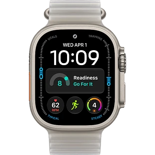 Apple Watch Ultra 4, GPS + Cellular, 49mm, Natural Titanium Case with Translucent Grey Ocean Band