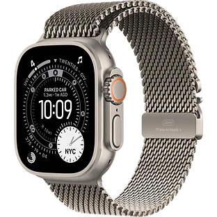 Apple Watch Ultra 3, GPS + Cellular, 49mm, Natural Titanium Case with Natural Titanium Milanese Loop - M