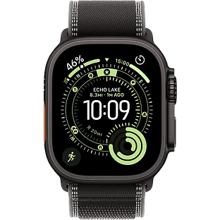 Apple Watch Ultra 3, GPS + Cellular, 49mm, Black Titanium Case with Black/Charcoal Trail Loop - S/M