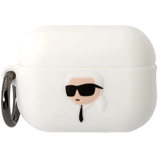 Lagerfeld для Airpods Pro 2 чехол Silicone case with ring NFT 3D Karl White