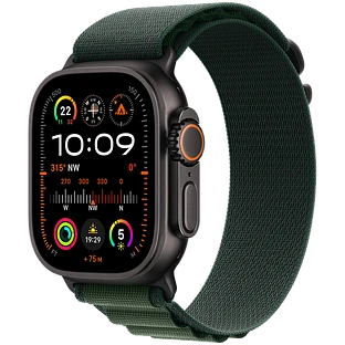 Apple Watch Ultra 2 2024 GPS + Cellular 49mm Black Titanium Case with Dark Green Alpine Loop - M