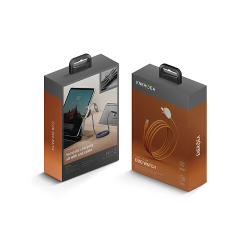 Кабель зарядный EnergEA Кабель FLOW Duo Watch USB-C to USB-C + Apple Watch, оранжевый