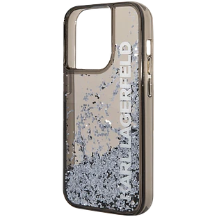 Lagerfeld для iPhone 14 Pro Max чехол Liquid Glitter Elongated logo Hard Translucent black Lagerfeld для iPhone 14 Pro Max чехол Liquid Glitter Elongated logo Hard Translucent black