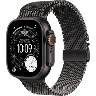 Apple Watch Ultra 3, GPS + Cellular, 49mm, Black Titanium Case with Black Titanium Milanese Loop - L