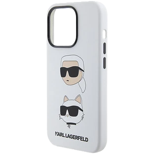 Lagerfeld для iPhone 15 Pro Max чехол Liquid Silicone NFT Karl & Choupette heads Hard White Lagerfeld для iPhone 15 Pro Max чехол Liquid Silicone NFT Karl & Choupette heads Hard White