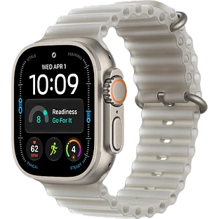 Apple Watch Ultra 4, GPS + Cellular, 49mm, Natural Titanium Case with Translucent Grey Ocean Band