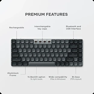 Клавиатура механическая с подсветкой Satechi SM1 Slim Mechanical Backlit Bluetooth Keyboard  - русская раскладка, темно-серый