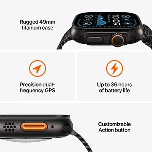 Apple Watch Ultra 2 2024 GPS + Cellular 49mm Black Titanium Case with Black Ocean Band Apple Watch Ultra 2 2024 GPS + Cellular 49mm Black Titanium Case with Black Ocean Band