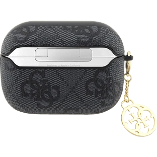 Guess для Airpods Pro 2 чехол PU leather 4G with metal logo and Charm Black