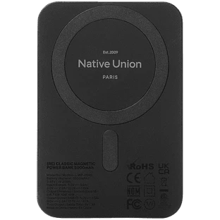 Внешний аккумулятор NATIVE UNION (Re) Classic Power Bank Magnetic Qi2, 5000mAh, цвет: черный