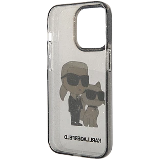 Lagerfeld для iPhone 15 Pro чехол PC/TPU NFT Karl & Choupette Hard Glitter Black