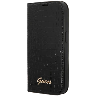 Guess для iPhone 14 Pro чехол PU Croco Metal logo Booktype Black