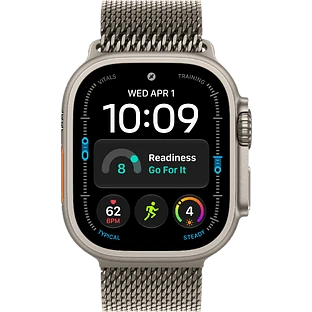 Apple Watch Ultra 4, GPS + Cellular, 49mm, Natural Titanium Case with Natural Titanium Milanese Loop - M