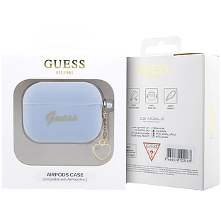 Чехол GUESS Silicone Script logo  Синий для AirPods Pro (Gen2)